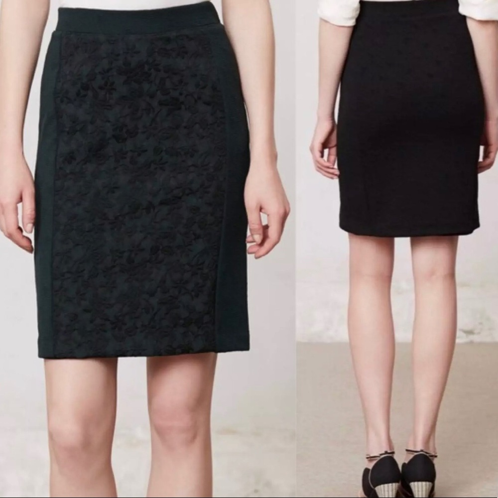 EUC Anthro Moulinette Soeurs Black Lace Skirt Sz 2